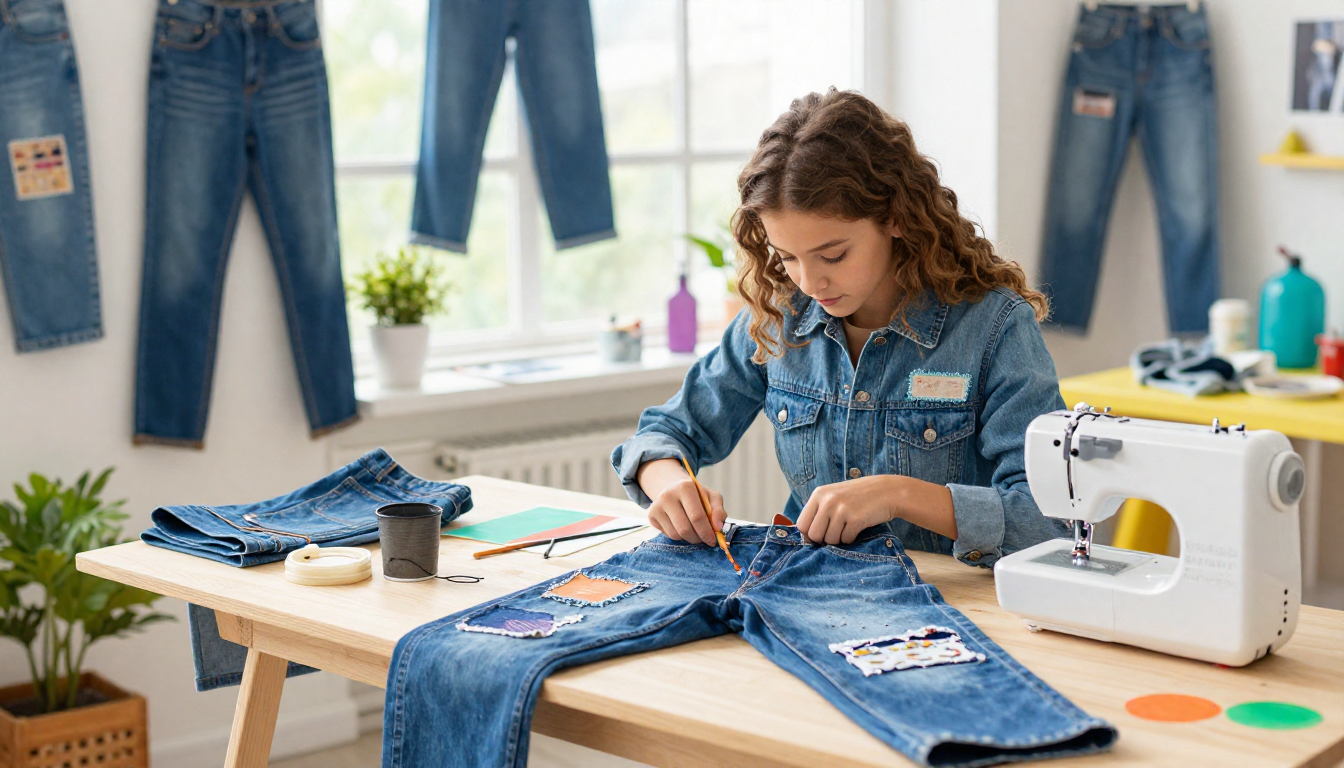 Colorful 90s and Y2K inspired matching set created through DIY fashion